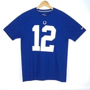 Nike Andrew Luck Indianapolis Colts 12 Jersey T Shirt‎ Mens Large Blue NFL Tee